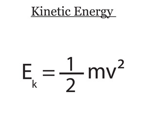 Kinetic energy formula, Kinetic Energy and Velocity equation. Vector illustration.