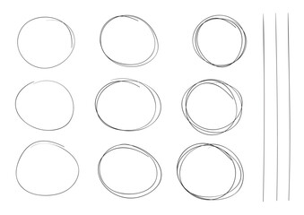 hand drawing rounds set vector