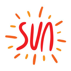 hand drawing sun word