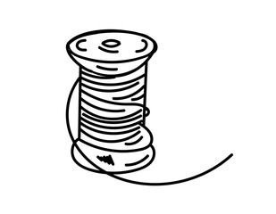 hand drawing tailor reel and thread. tailor reel and thread