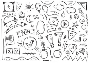 hand drawing symbols and shapes set. group of hand drawing geometric shapes