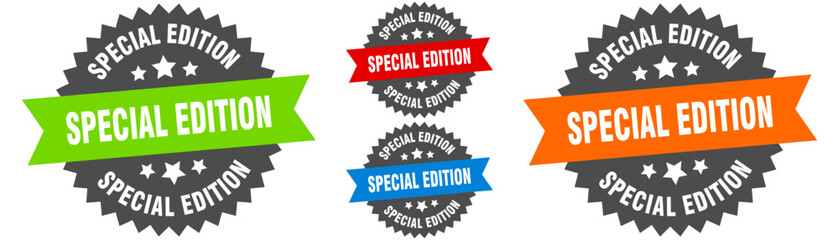 special edition sign. round ribbon label set. Seal