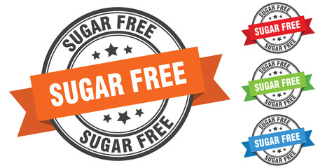 Obraz premium sugar free stamp. round band sign set. label