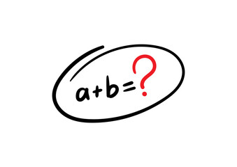 hand drawn a+b concept. scribble a+b and question mark
