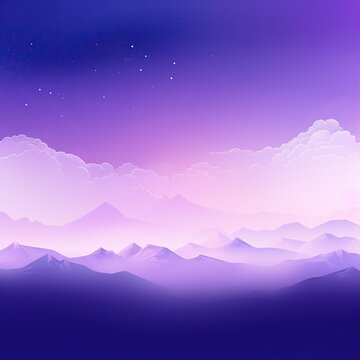 Purple night landscape, image of nature, sky, mountains