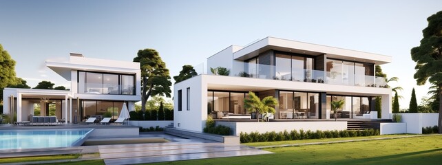 Fototapeta na wymiar 3d modern house model, the dream house, on white background.