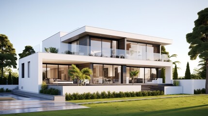 Fototapeta premium 3d modern house model, the dream house, on white background.