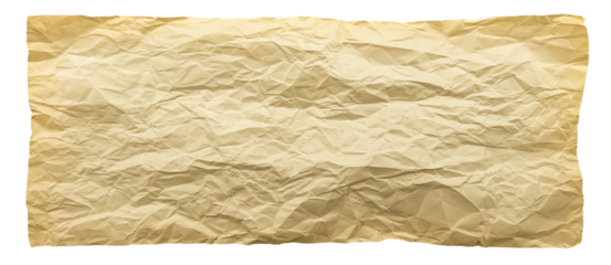A sheet of old yellowed crumpled paper on a white background. Isolate paper