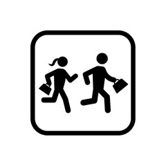 Icon of children running to school. Careful kids, the badge is for the school grounds. EPS10