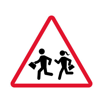 Icon of children running to school. Careful kids, the badge is for the school grounds. EPS10