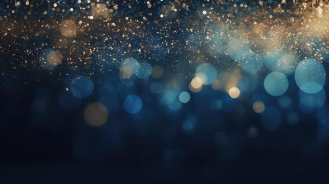 background of abstract glitter lights blue gold and black banner