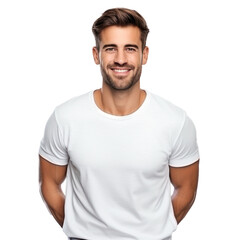 Obraz premium Handsome business man in white t-shirt isolated