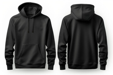 Solid black hoodie mockup for design. Blank with space for text or print, copy space