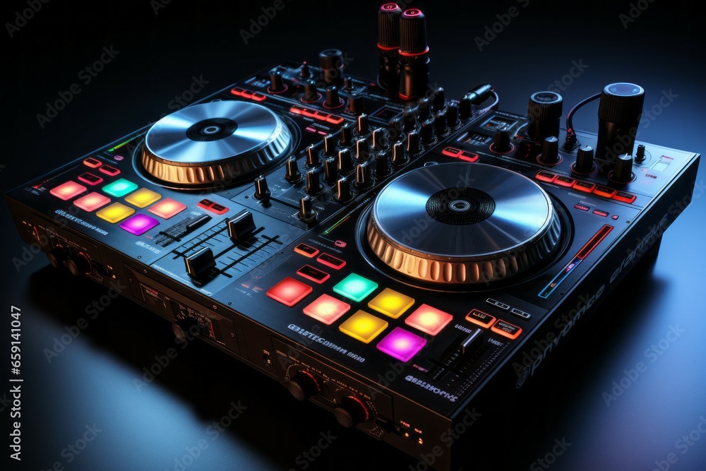 Poster equipment in a recording studio. background with selective focus and copy space