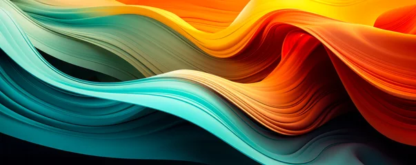 Poster Dynamic Abstract Art: Teal and Orange Colored Background with Shapes and Textures © Bartek
