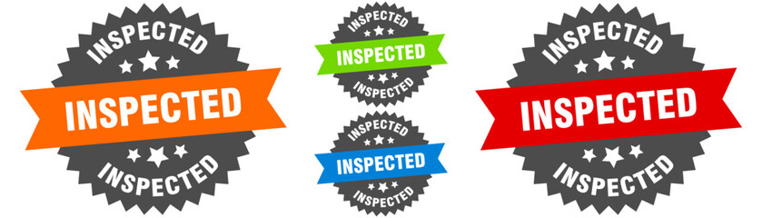 inspected sign. round ribbon label set. Seal