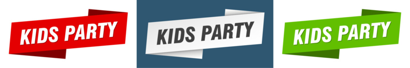 kids party banner. kids party ribbon label sign set