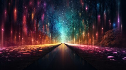 A tranquil colorful abstract forest scene