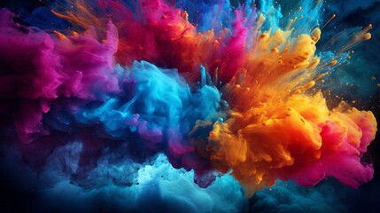 Fototapeta na wymiar A vibrant explosion of colored powder on a dark background