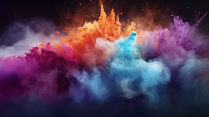 A colorful cloud of colored smoke on a black background