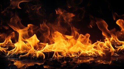 A close up of a fire on a black background