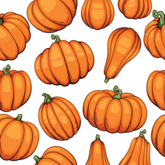 Thanksgiving Seamless pattern with pumpkins. Thanksgiving Background. Pumpkin Seamless Background 