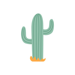 Obraz premium Vector flat illustration of green cactus plant on isolated background