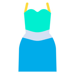 Flat Wedding dress icon