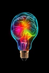 illustration, the human brain inside a light bulb, bright mind concept