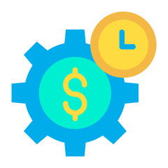 Flat Dollar clock cogwheel icon