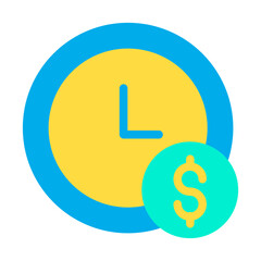Flat Dollar Clock icon