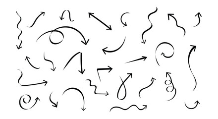 sketch arrows collection, hand drawn vector arrows pointing
