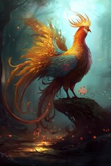 Fototapeta premium illustration, cute and proud phoenix bird