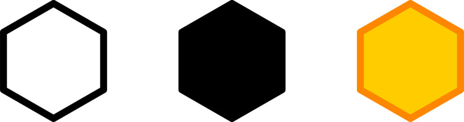Honeycomb Beehive Hexagon Geometric Unit Icon Set. Vector Image.