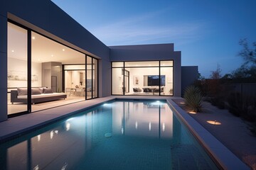 Fototapeta na wymiar modern house with outdoor swimming pool