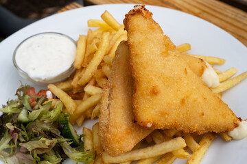 Smazeny Syr Fried Edam Cheese with French Fries and Tartar Sauce