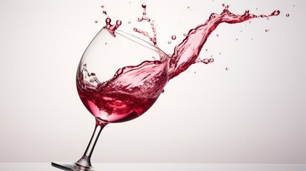 Wine Splash from Glass on White Background