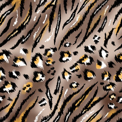 Seamless illustration leopard pattern, leopard skin, animal print. - obrazy, fototapety, plakaty