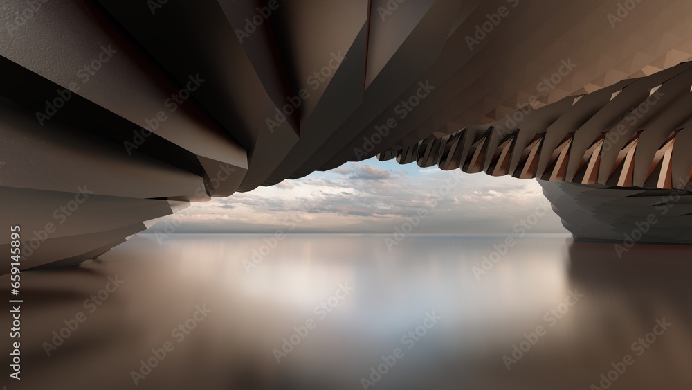 Aufkleber futuristic architecture background 3d render