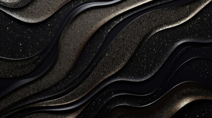 Black waves abstract background design. Black Friday Sale concept. Modern premium wavy texture for banner, business backdrop. Luxurious shiny elegant wave illustration.