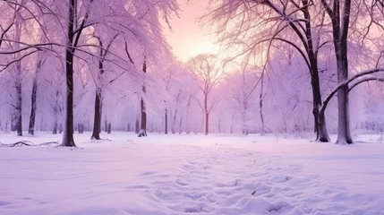 Gordijnen Trees in snow landscape background. Beautiful winter forest. Hello Winter concept.. © Oksana Smyshliaeva