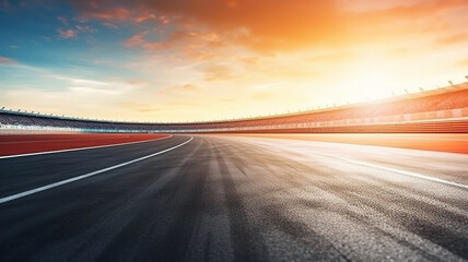 Empty car race track turn sport background - obrazy, fototapety, plakaty