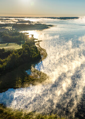 Sunrise time bay Lake Sivers .  Nature of Latvia, Latgale.