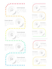 Vector Infographics set. Elements design template. 3, 4, 5 steps or options. Can be used for website, presentations, workflow, diagram, banner, charts, info graph and other