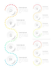 Vector Infographics set. Elements design template. 3, 4, 5 steps or options. Can be used for website, presentations, workflow, diagram, banner, charts, info graph and other