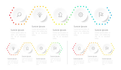 Vector Infographics set. Elements design template. 3, 4, 5 steps or options. Can be used for website, presentations, workflow, diagram, banner, charts, info graph and other