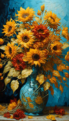 sunflowers in a glass vase