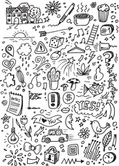 Different doodle elements, vector illustration hand drawn sketch