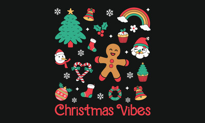 Merry Christmas Retro T-shirt Design
