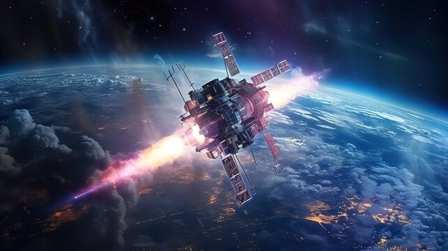 An epic space battle between spaceships in space.